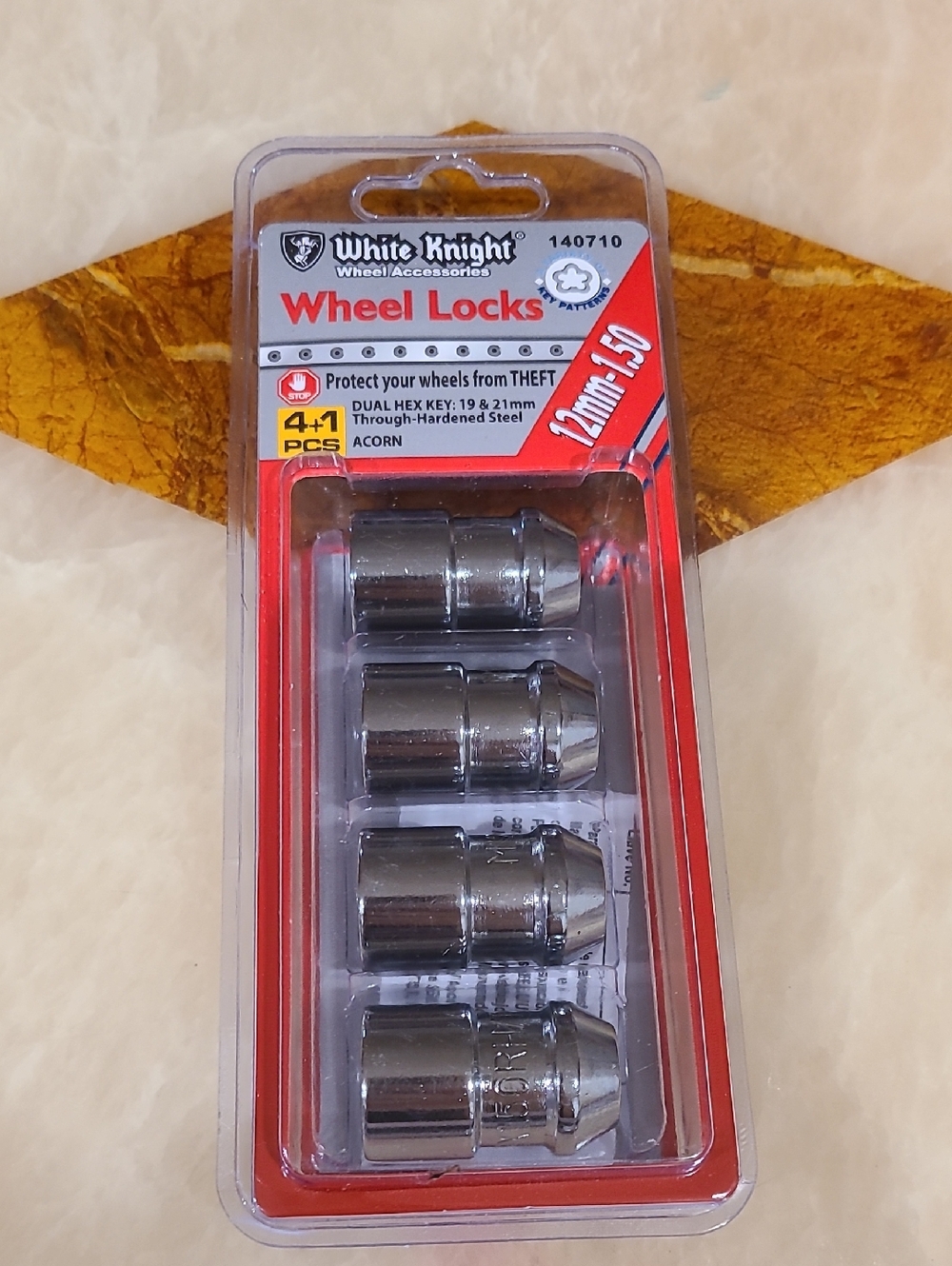 White Knight Wheel Locks - Chrome Acorn Lug Nuts (4 pcs)